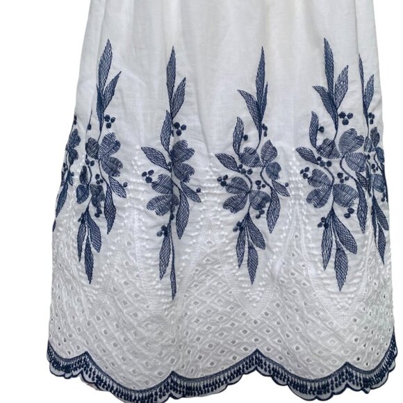 Kindred Anthropologie Dress White Peasant Boho Embroidered Eyelet 1X - Picture 4 of 9